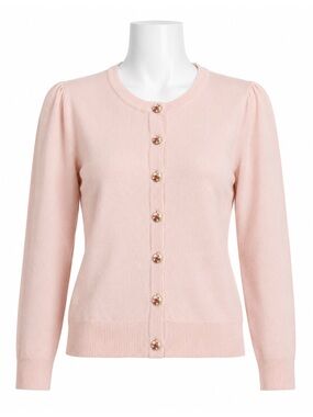 Size M Hopeless Romantic Women’s Pink Wool Blend Floral Button Cardigan